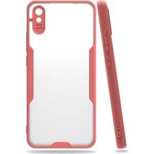 Xiaomi Redmi 9A Kılıf  Kenar Renkli Kamera Korumalı Mat Kapak Pembe