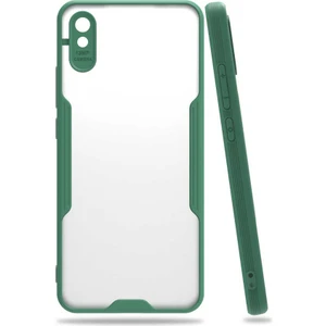 Xiaomi Redmi 9A Kılıf  Kenar Renkli Kamera Korumalı Mat Kapak Yeşil