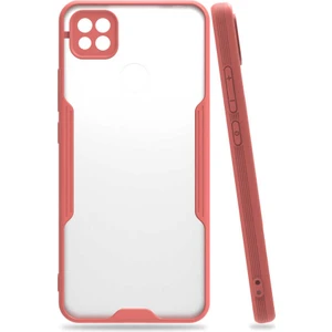 Xiaomi Redmi 9c Kılıf  Kenar Renkli Kamera Korumalı Mat Kapak Pembe
