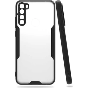 Xiaomi Redmi Note 8 Kılıf  Kenar Renkli Kamera Korumalı Mat Kapak Siyah