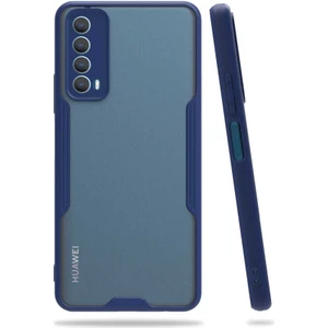 Huawei P Smart 2021 Kılıf  Kenar Renkli Kamera Korumalı Mat Kapak Lacivert