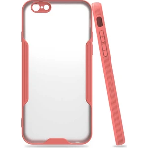 Apple iPhone 6 6s Kılıf  Kenar Renkli Kamera Korumalı Mat Kapak Pembe