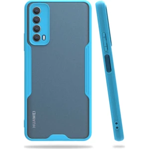 Huawei P Smart 2021 Kılıf  Kenar Renkli Kamera Korumalı Mat Kapak Mavi