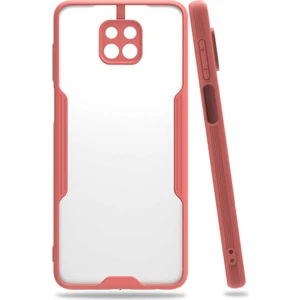 Xiaomi Redmi Note 9 Pro Kılıf  Kenar Renkli Kamera Korumalı Mat Kapak Pembe
