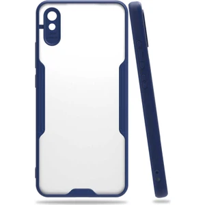 Xiaomi Redmi 9A Kılıf  Kenar Renkli Kamera Korumalı Mat Kapak Lacivert