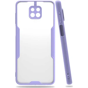 Xiaomi Redmi Note 9 Pro Kılıf  Kenar Renkli Kamera Korumalı Mat Kapak Mor