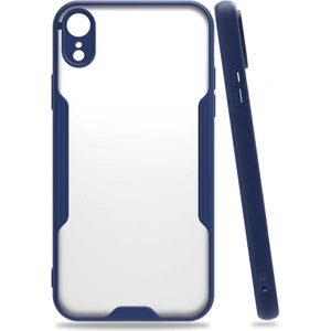Apple iPhone Xr 6.1 Kılıf  Kenar Renkli Kamera Korumalı Mat Kapak Lacivert