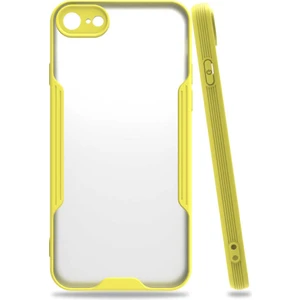 Apple iPhone 8 Kılıf  Kenar Renkli Kamera Korumalı Mat Kapak Sarı