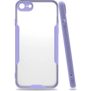 Apple iPhone SE 2020 Kılıf Kenar Renkli Kamera Korumalı Mat Kapak Mor