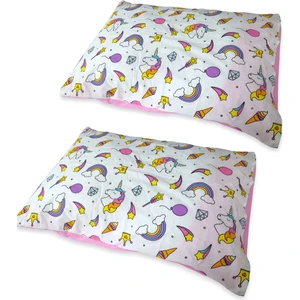 Bebek Özel Pamuklu 2'li Bebek Yastık Kılıfı (35X45 Cm) Beyaz Unicorn/pembe (Fermuarsız)