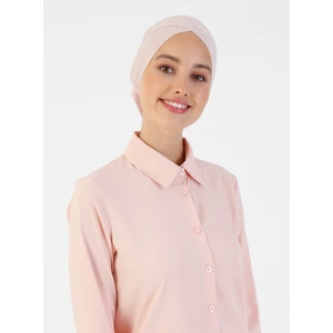 Nefes Alan Kumaş Pratik Çapraz Boru Bone - Pudra - Ecardin