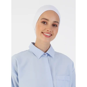 Penye Geniş Ebatlı Geçme Bone - Beyaz - Ecardin