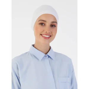 Nefes Alan Kumaş Geniş Ebatlı Bağcıklı Bone - Beyaz - Ecardin