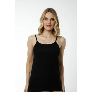 Hmd 2408 Siyah Pamuklu Likralı Rahat Doku Ince Askılı Kadın Atlet