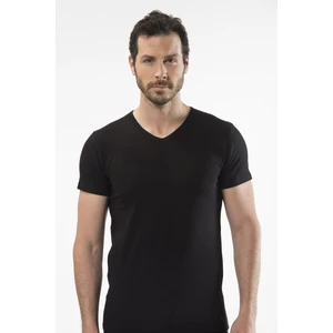 1402 Siyah Erkek V Yaka T-Shirt