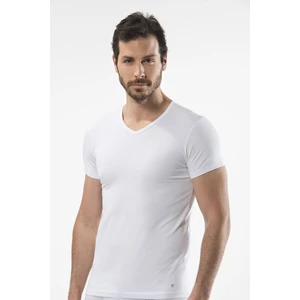 1402 Beyaz Erkek V Yaka T-Shirt