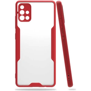 Samsung Galaxy A71 Kılıf  Kenar Renkli Kamera Korumalı Mat Kapak Kırmızı