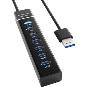 USB 3.0 Super Speed 7 Port 5 Gbps USB Çoklayıcı Hub 30 cm AL2695 - Siyah