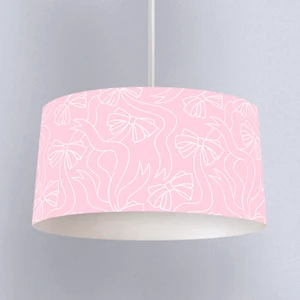 Pembe Kurdele Desenli Çocuk Odası Dijital Baskılı Sarkıt Avize