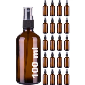 100 cc Amber Sprey Kapaklı 100 ml Siyah Fısfıs Kolonya Dezenfektan Cam Şişe 20 Adet