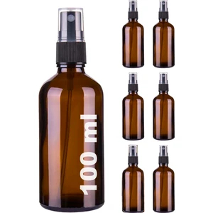 100 cc Amber Sprey Kapaklı 100 ml Siyah Fısfıs Kolonya Dezenfektan Cam Şişe 6 Adet