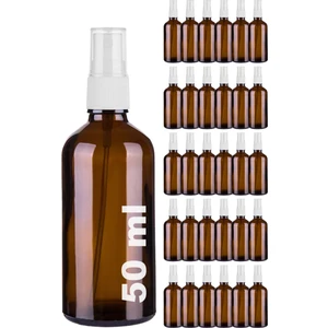 50 cc Amber Sprey Kapaklı 50 ml Beyaz Fısfıs Kolonya Dezenfektan Cam Şişe 30 Adet