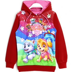 Kız Çocuk Paw Patrol Everest Skye Baskılı Kapüşonlu Sweatshirt Bordo