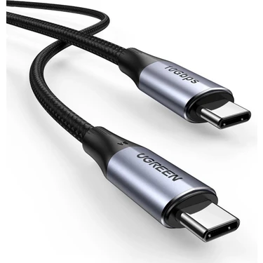 UGREEN USB-C to USB-C 100W Thunderbolt USB3.1 GEN2 5A QC PD Hızlı Şarj Kablosu, 1 Metre, Siyah -