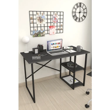 Bofigo 60X120 cm 2 Raflı Çalışma Masası Bilgisayar Masası Ofis Ders Yemek Masası