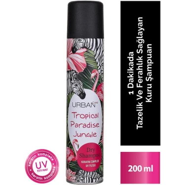 URBAN Care Tropical Paradise Jungle Kuru Şampuan 200 ml – Parabensiz Bitkisel Formül, Canlandırıcı