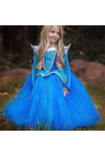 Zsykd Kızlar Elbise Cadılar Bayramı Cosplay Uyku Güzellik Prenses Elbiseler Noel Kostüm Partisi Çocuk Çocuk Giyim, Boyutu: 140 cm (Mavi) (Yurt Dışından)