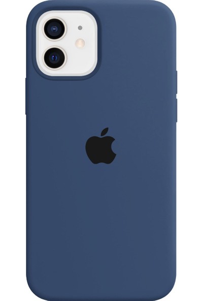 Abk Fashion Apple iPhone 11 Logolu Kılıf Lansman Silikon Kılıf - Lacivert