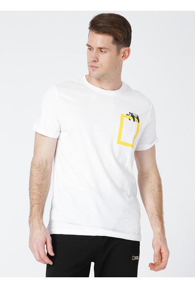 National Geographic Beyaz Erkek T-Shirt