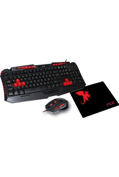 Inca IKG-330 Türkçe Gaming Combo Set(Oyuncu Klavye + Mouse + Mousepad