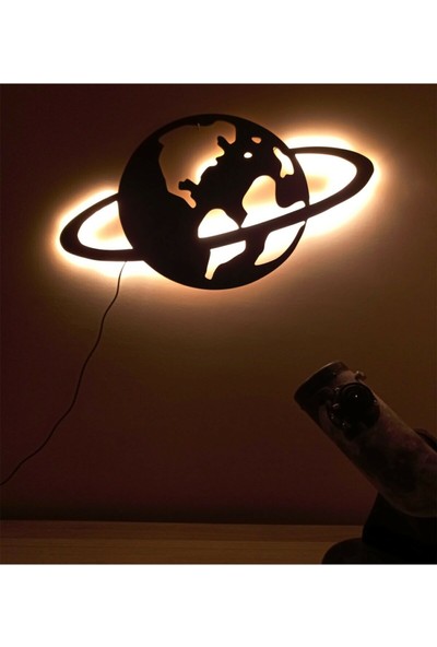Mony LED Işıklı Dekoratif Uzay Dünya Tablo Duvar Süsü Dekorasyon