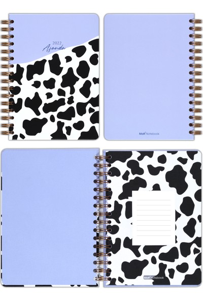 Matt Notebook 2022 İnek Tasarım 12 Aylık Ajanda Lila