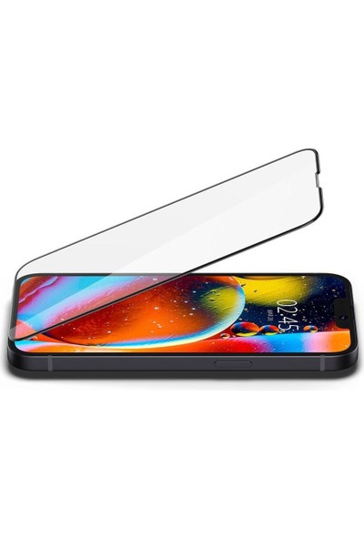 Spigen Apple iPhone 13 / iPhone 13 Pro Cam Ekran Koruyucu Tam Kaplayan Glas.tR Slim Full Cover Black - AGL03392