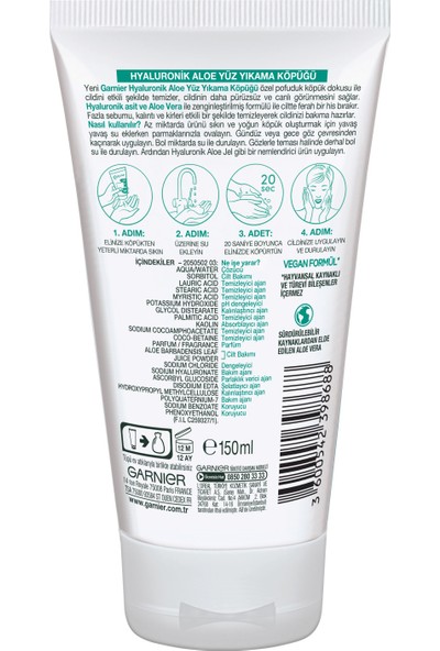 Garnier Hyaluronik Aloe Yüz Yıkama Köpüğü 150 ml