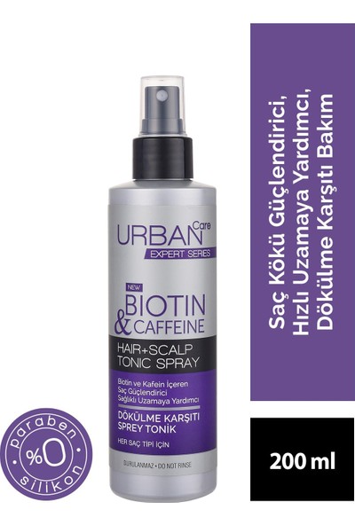 URBAN Care Expert Serisi Biotin ve Kafein Dökülme Karşıtı Saç Toniği-Hızlı Uzamaya Yardımcı-200 ML