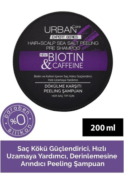 URBAN Care Expert Biotin ve Kafein Dökülme Karşıtı Arındırıcı Peeling Şampuan-Vegan-200 ML