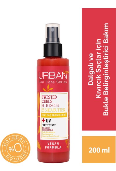 URBAN Care Hibiscus&Shea Butter Kıvırcık ve Dalgalı Saçlara Özel Sıvı Saç Bakım Kremi-Vegan-200 ML