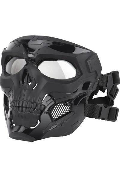 Dolity Kafatası Taktik Maske Paintball Cs Tam Yüz Koruyucu Kask Goggles Siyah (Yurt Dışından)