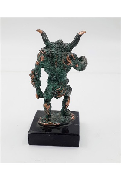 Hediyelikci Boğa Başlı Yaratık Minotor (Minatauros) Mitolojik Metal Döküm Heykel