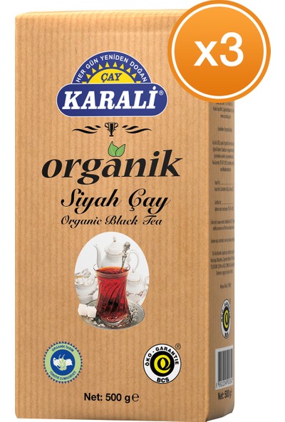 Karali Organik Dökme Siyah Çay 500 gr x 3 Paket