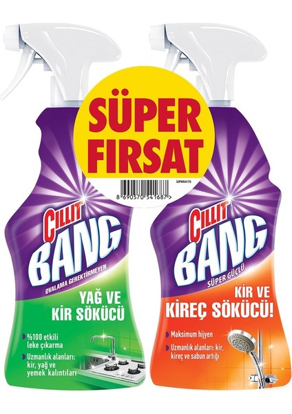 Cillit Bang Yağ ve Kir Sökücü Sprey 750 ml   Kir ve Kireç Sökücü Sprey 750 ml