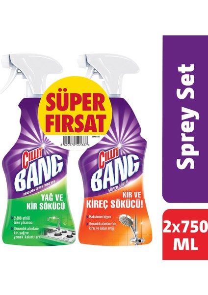 Cillit Bang Yağ ve Kir Sökücü Sprey 750 ml   Kir ve Kireç Sökücü Sprey 750 ml