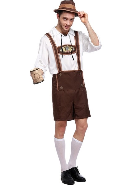 Erkekler Bira Kostüm Oktoberfest Suits, Boyutu: Xl, Göğüs: 110CM, Bel: 103 Cm, Giysi Uzunluğu: 71 Cm, Uzun Pantolon: 51 cm (Yurt Dışından)