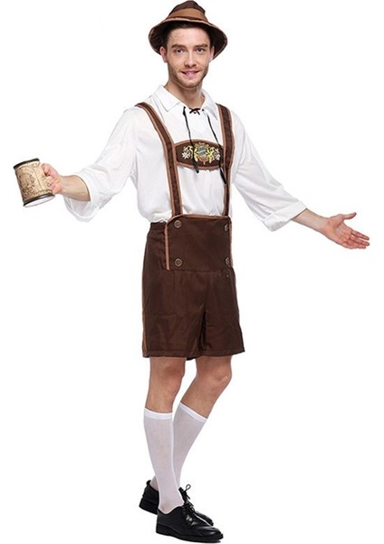 Erkekler Bira Kostüm Oktoberfest Suits, Boyutu: Xl, Göğüs: 110CM, Bel: 103 Cm, Giysi Uzunluğu: 71 Cm, Uzun Pantolon: 51 cm (Yurt Dışından)