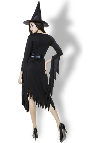 Siyah Düzensiz Uzun Etek Çıkış Cadılar Bayramı Kostüm Cosplay Chitcraft Elbise, M, Göğüs: 88 Cm, Bel: 72 Cm, Etek Uzunluğu: 108 cm (Yurt Dışından)