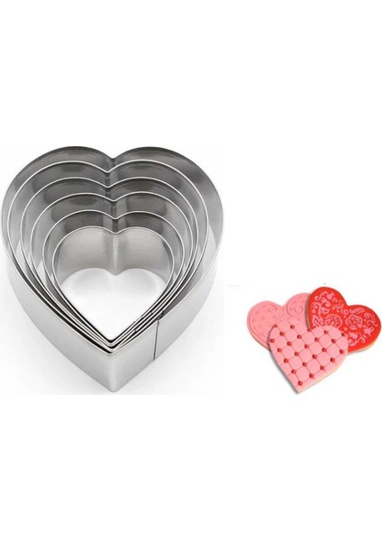 6'lı Kalp Paslanmaz Çelik Kurabiye Kalıbı